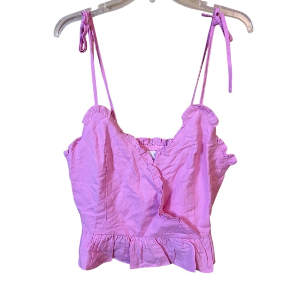Revolve‎ Lost + Wander Pink Tie Straps Crop Top Size Large   NWT